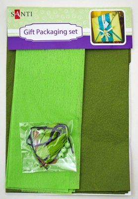 Набір для упаковки подарунка 40*55см 2шт/уп. зелений-хакі код: 952059 952059 фото