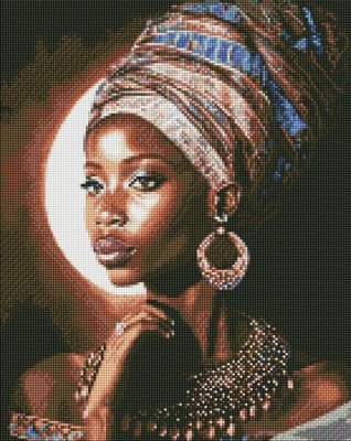 Алмазна мозаїка Африканська красуня з голограмними стразами (AB) art_selena_ua Идейка 40х50 (AMO7661) AMO7661 фото
