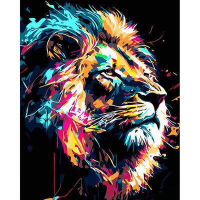 Картина за номерами Могутній лев на чорному фоні розміром 40х50 см Strateg (AH1027) AH1027 фото