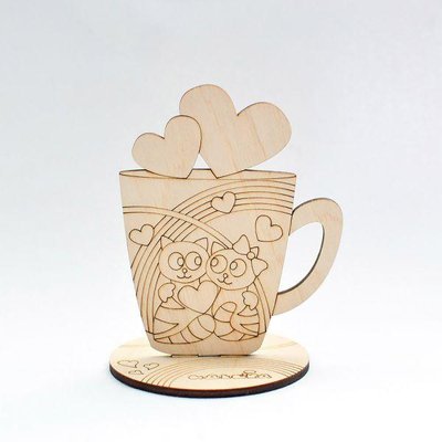 Фігурка з фанери - Tea Time "Чашка з котами" 3-091 фото