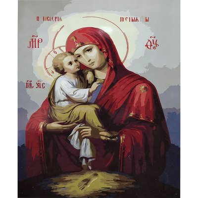 Картина за номерами ПРЕМІУМ Ікона Почаївська ікона з лаком та рівнем розміром 40х50 см Strateg (SY6697) SY6697 фото