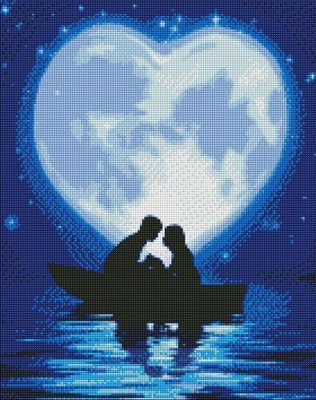 Алмазна мозаїка на підрамнику Поцілунок під місяцем 40х50 (AMO7234) AMO7234 фото