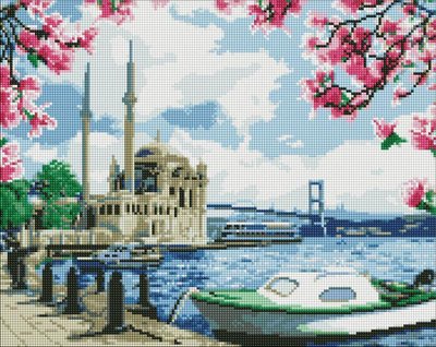 Алмазна мозаїка Яскравий Стамбул з голограмними стразами 40х50 Ідейка (AMO7734) AMO7734 фото
