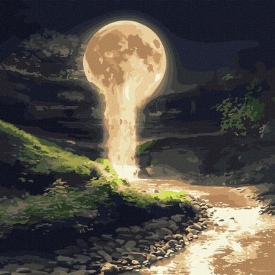 Картина за номерами Місячний водоспад з металевими фарбами 50*50 см у тепловому пакеті Ідейка Ukraine (KHO5033) KHO5033 фото