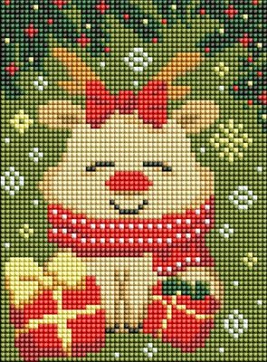 Алмазна мозаїка без підрамника Різдвяний олень Mariia Davydova 15х20 Ідейка (AMM1004) AMM1004 фото