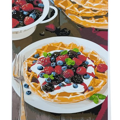Картина за номерами Вафлі з ягодами з лаком та рівнем розміром 40х50 см Strateg (SY6866) SY6866 фото