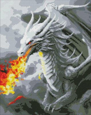 Алмазна мозаїка Вогнедишний дракон з голограмними стразами art_selena_ua 40х50 Ідейка (AMO7833) AMO7833 фото