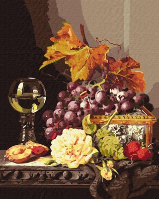 Картина за номерами Натюрморт з фруктами та трояндою ©Edward Ladell Ідейка 40х50 (KHO5668) KHO5668 фото