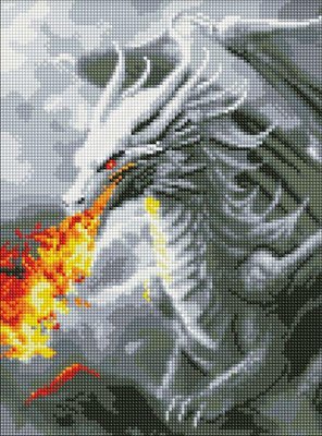 Алмазна мозаїка без підрамника Вогнедишний дракон з голограмними стразами art_selena_ua 30х40 Ідейка (AMC7832) AMC7832 фото