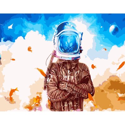 Картина за номерами Акварельний космонавт розміром 40х50 см Strateg (GS361) GS361 фото