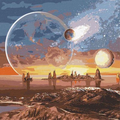 Картина за номерами Космічна пустеля з металевими фарбами 50х50 Ідейка (KHO9541) KHO9541 фото