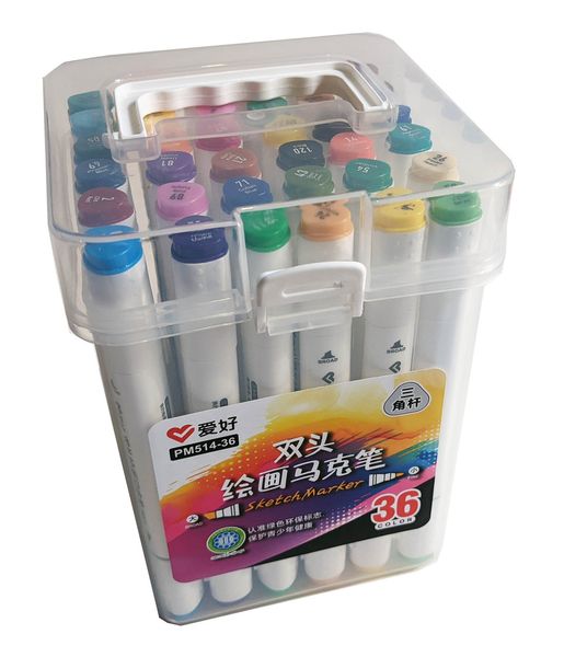 Набір скетч-маркерів 36 шт. для малювання двосторонніх Aihao sketchmarker код: PM514-36 AH-PM514-36 фото