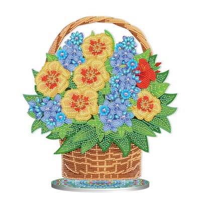 Алмазна мозаїка Квіти в кошику на підставці розміром 30х30 см Strateg (BJP10) BJP10 фото