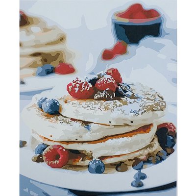 Картина за номерами Панкейки на сніданок з лаком та рівнем розміром 40х50 см Strateg (SY6842) SY6842 фото