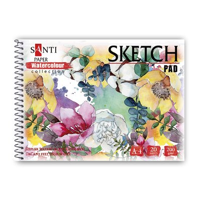 Альбом для акварели SANTI Flowers А4 Paper Watercolour Collection 20 л 200г/м3 (130499) 130499 фото