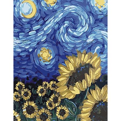 Алмазна мозаїка "Соняшники в стилі Ван Гог без підрамника розміром 40х50 см Strateg (JSFH85877) JSFH85877 фото