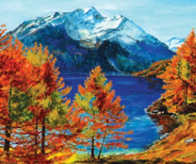 Алмазная мозаика Осень в горах 30*40см с рамкой 41*31*25 см (H8384) H8384 фото