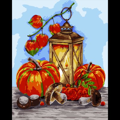 Картина за номерами SANTI Осінній натюрморт з гарбузами 40*50см метал. фарби (954684) 954684 фото