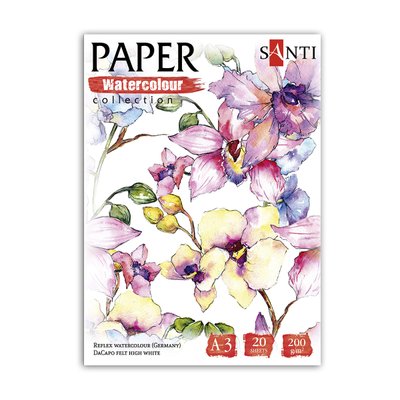 Набір паперу для акварелі SANTI Flowers А3 Paper Watercolor Collection 20 арк 200 (130501) 130501 фото