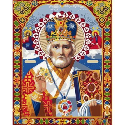 Картина за номерами Strateg Ікона Святого Миколая 40х50 см (GS1192) GS1192 фото