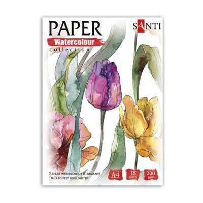 Набір паперу для акварелі SANTI Flowers А4 Paper Watercolor Collection 18 арк 200г (130502) 130502 фото