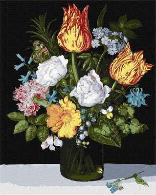 Картина за номерами Натюрморт з квітами в склянці ©Ambrosius Bosschaert de Oude 40х50 Ideyka (KHO3223) KHO3223 фото