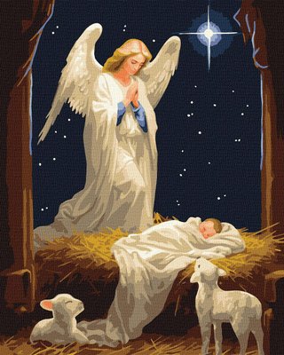Картина за номерами Під захистом янгола на Різдво 40x50 Ідейка (KHO8368) KHO8368 фото