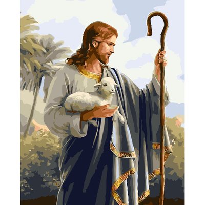 Картина за номерами Ісус з ягням розміром 40х50 см Strateg (GS413) GS413 фото