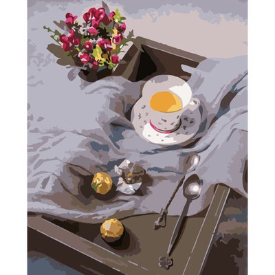 Картина за номерами Чай в ліжко розміром 40х50 см Strateg (GS516) GS516 фото