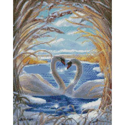 Алмазна мозаїка Кохання лебедів 30х40 см Strateg (KB026) KB026 фото