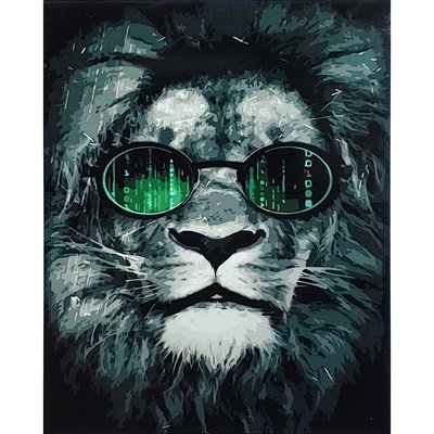 Картина за номерами ПРЕМІУМ Лев в окулярах розміром 40х50 см Strateg (GS104) GS104 фото
