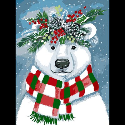 Картина по номерам SANTI Праздничный медведь 30*40см (954405) 954405 фото