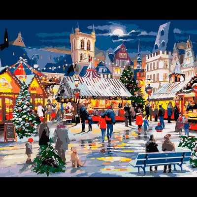 Картина по номерам SANTI Рождественская ярмарка 40*60 см (954420) 954420 фото