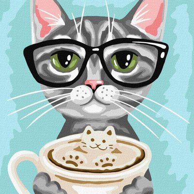 Картина по номерам Приглашение на кофе с котиком 40х40 Идейка (KHO4312) KHO4312 фото