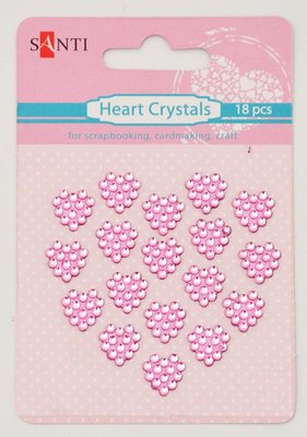 Набір кристалів самоклеючих сердечка рожеві 18 шт (952663) 952663 фото