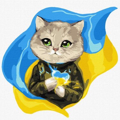 Картина за номерами патріотичний котик з Україною в серці ©ksy_bersan Ідейка 30х30 (KHO4358) KHO4358 фото