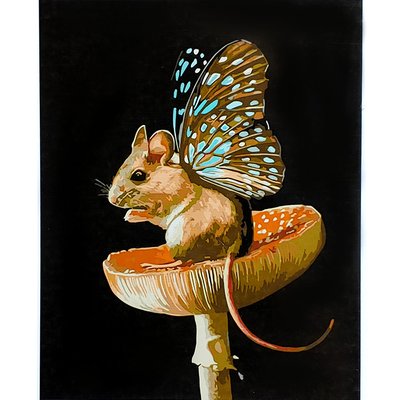 Картина за номерами Мишеня на грибочку з лаком та рівнем розміром 40х50 см Strateg (SY6873) SY6873 фото