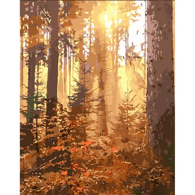 Картина за номерами Вечір у сосновому лісі з лаком 30х40 см Strateg (SS6790) SS6790 фото
