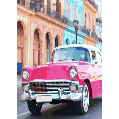 Алмазна мозаїка Рожеве авто Гавани без підрамника розміром 30х40 см Strateg (GD86110) GD86110 фото