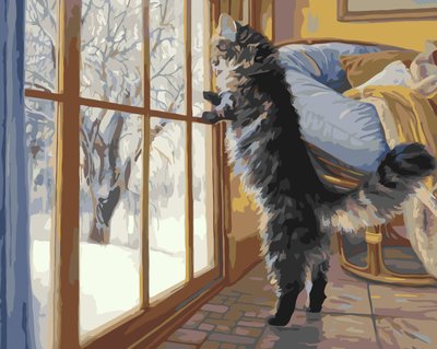 Картина за номерами Зимовий котик 40*50 см Орігамі 0LW31340) LW31340 фото