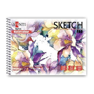 Альбом для акварелі SANTI Flowers А5 Paper Watercolour Collection 12 арк 200 г/м2 (130496) 130496 фото