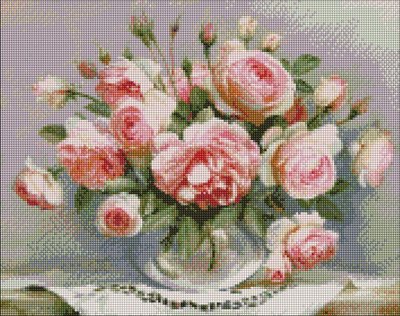 Алмазна мозаїка Троянди в скляній вазі 40х50 Идейка (AMO7150) AMO7150 фото