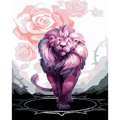 Картина за номерами Рожевий лев розміром 40х50 см Strateg (GS377) GS377 фото