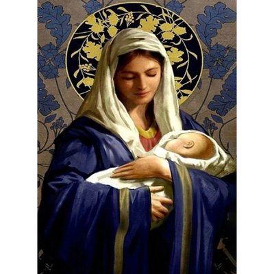 Алмазна мозаїка Марія з маленьким Ісусом без підрамника розміром 50х65 см Strateg (SGK86068) SGK86068 фото