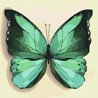 Картина за номерами Зелений метелик 25х25 Ідейка (KHO4208) KHO4208 фото