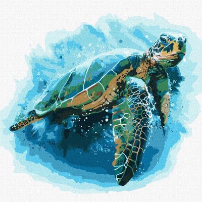 Картина за номерами Синя черепаха 50х50 Ідейка (KHO4271) KHO4271 фото