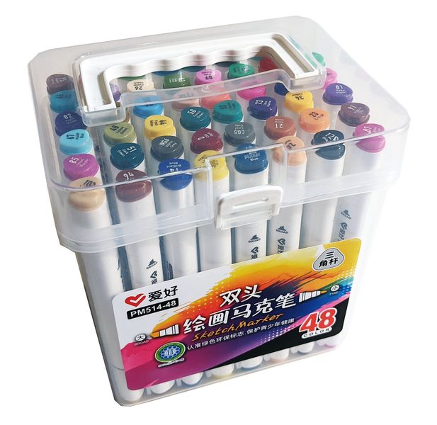 Набір скетч-маркерів 48 шт. для малювання двосторонніх Aihao sketchmarker код: PM514-48 AH-PM514-48 фото