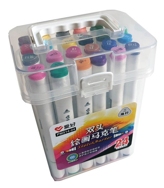 Набір скетч-маркерів 24 шт. для малювання двосторонніх Aihao sketchmarker код: PM514-24 AH-PM514-24 фото