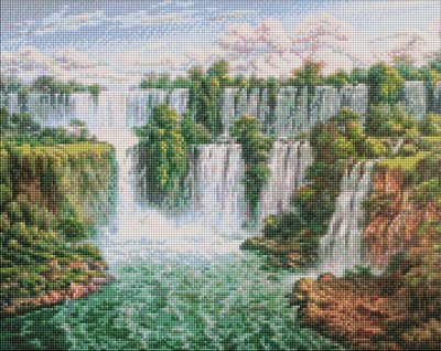 Алмазна мозаїка Мальовничий водоспад ©Сергій Лобач 40х50 Идейка (AMO7278) AMO7278 фото