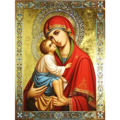 Алмазна мозаїка Донська ікона Божої Матері без підрамника розміром 40х50 см Strateg (GC70476) GC70476 фото